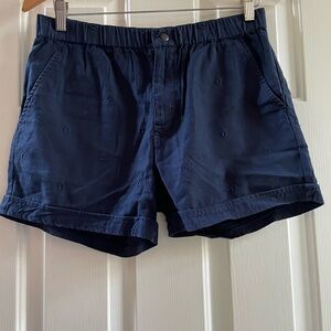 Obey Women’s Navy Blue Casual‎ Shorts Size M Elastic Waist Embroidered Pattern